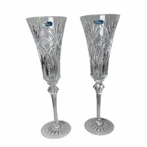 Set Of 2 J G Durand France Cut Lead Crystal Flutes Champagne Wedding